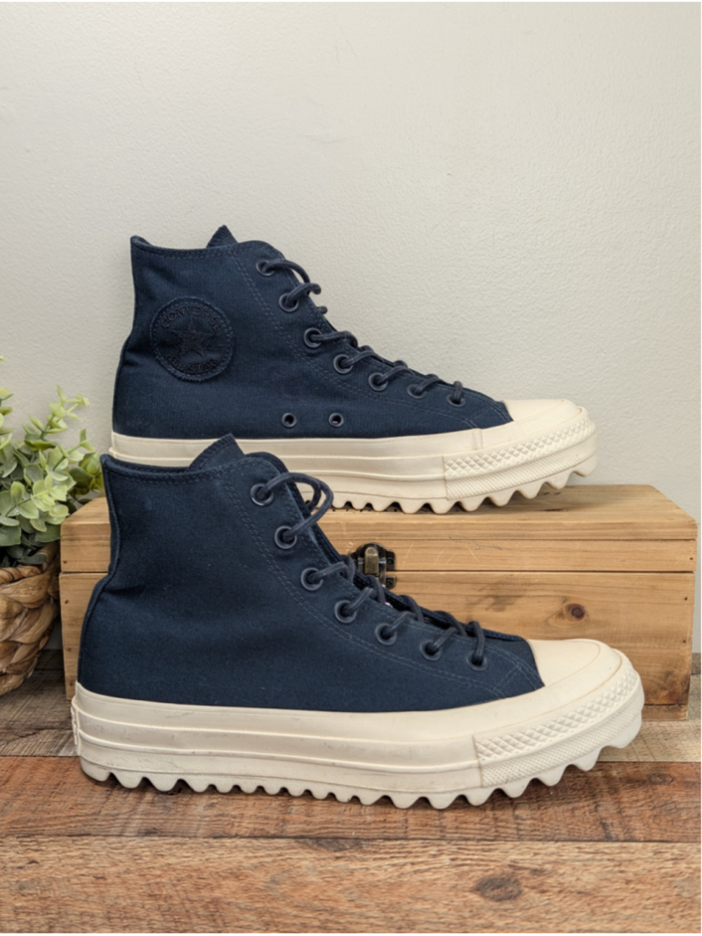 Converse 9 Lift Ripple Hi Top Black Canvas Platform Chuck Taylor Shoes Sneakers